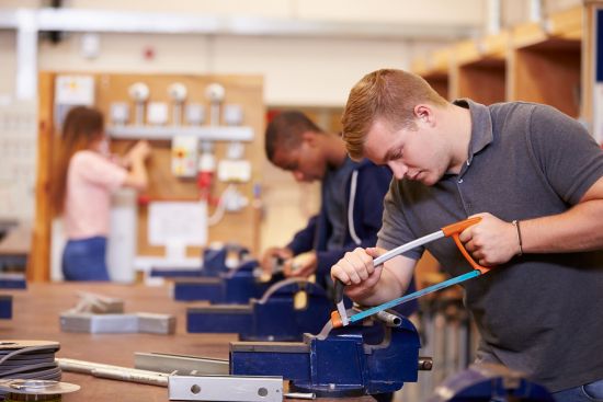 student learning in trade school